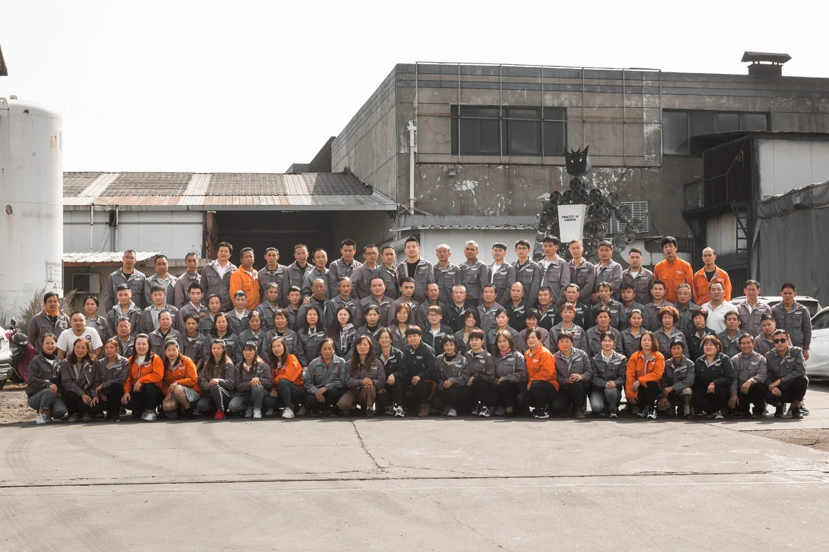 MAKSTTON colleagues gathered for a group photograph outside the factory — Factory Farewell, China, 2019