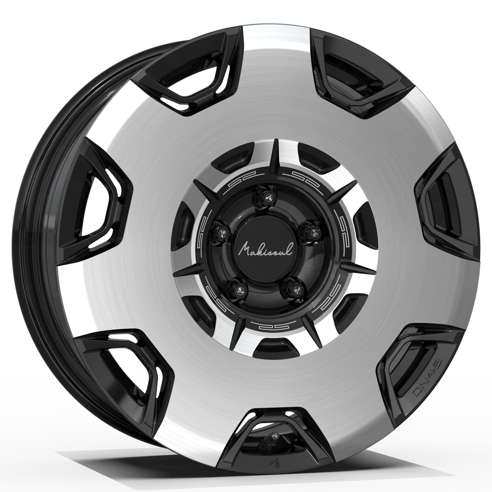 Makstton FF CN49 flow formed wheel in piano black with machined face view 1