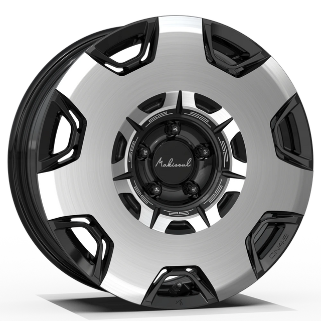 Makstton FF CN49 flow formed wheel in piano black with machined face view 1