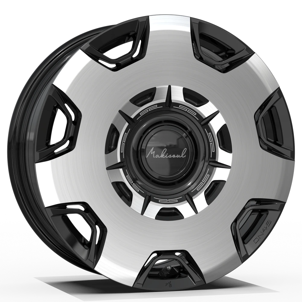 Makstton FF CN49 flow formed wheel in piano black with machined face view 2