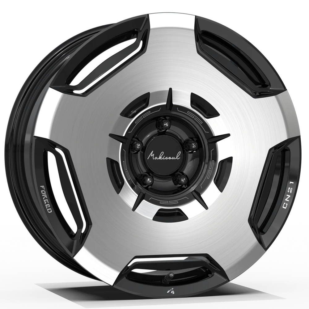 MAKSTTON FG CN21 custom forged wheel in two-tone black and silver