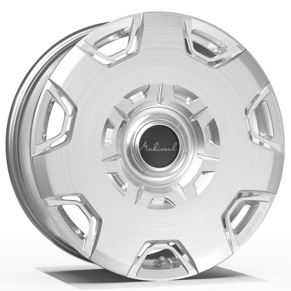 Makstton FG CN49 custom forged wheel with the Brushed finish in silver