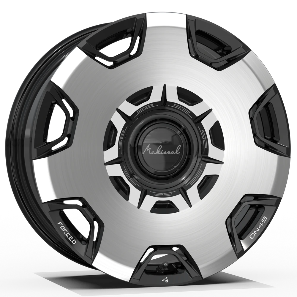 MAKSTTON FG CN49 custom forged wheel in two-tone black and silver