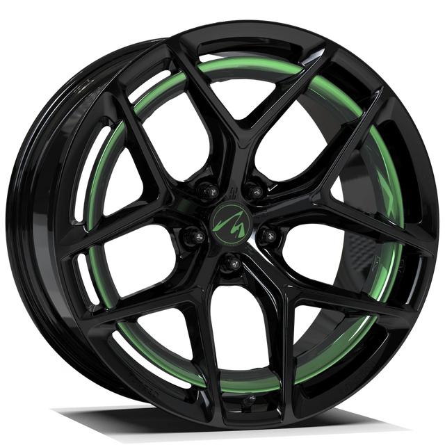 Makstton FG FK07RS custom forged wheel with the Custom Color finish in black and green