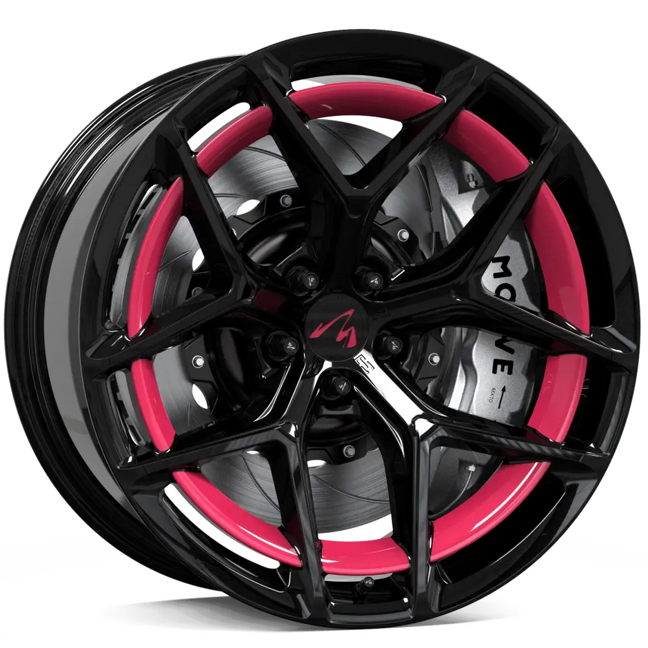 Makstton FG FK07RS custom forged wheel with the Custom Color finish in black and red