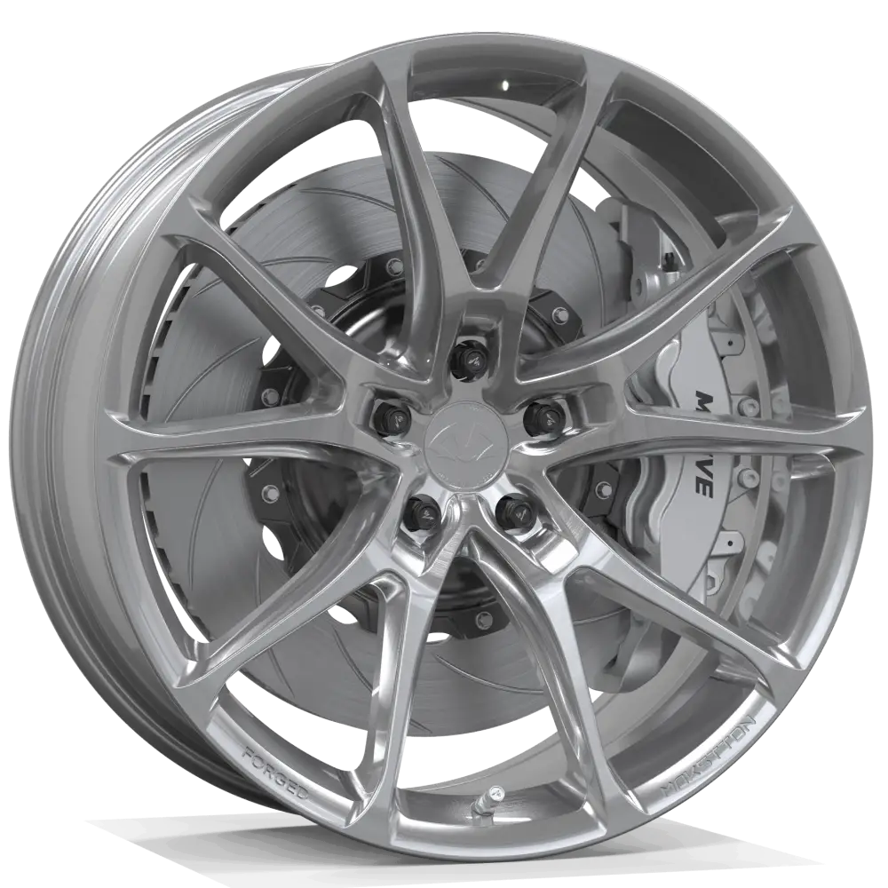 Makstton FG FR9 custom forged wheel with the Polished finish in silver