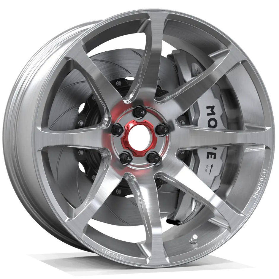 Makstton FG MR8 custom forged wheel with the Polished finish in silver