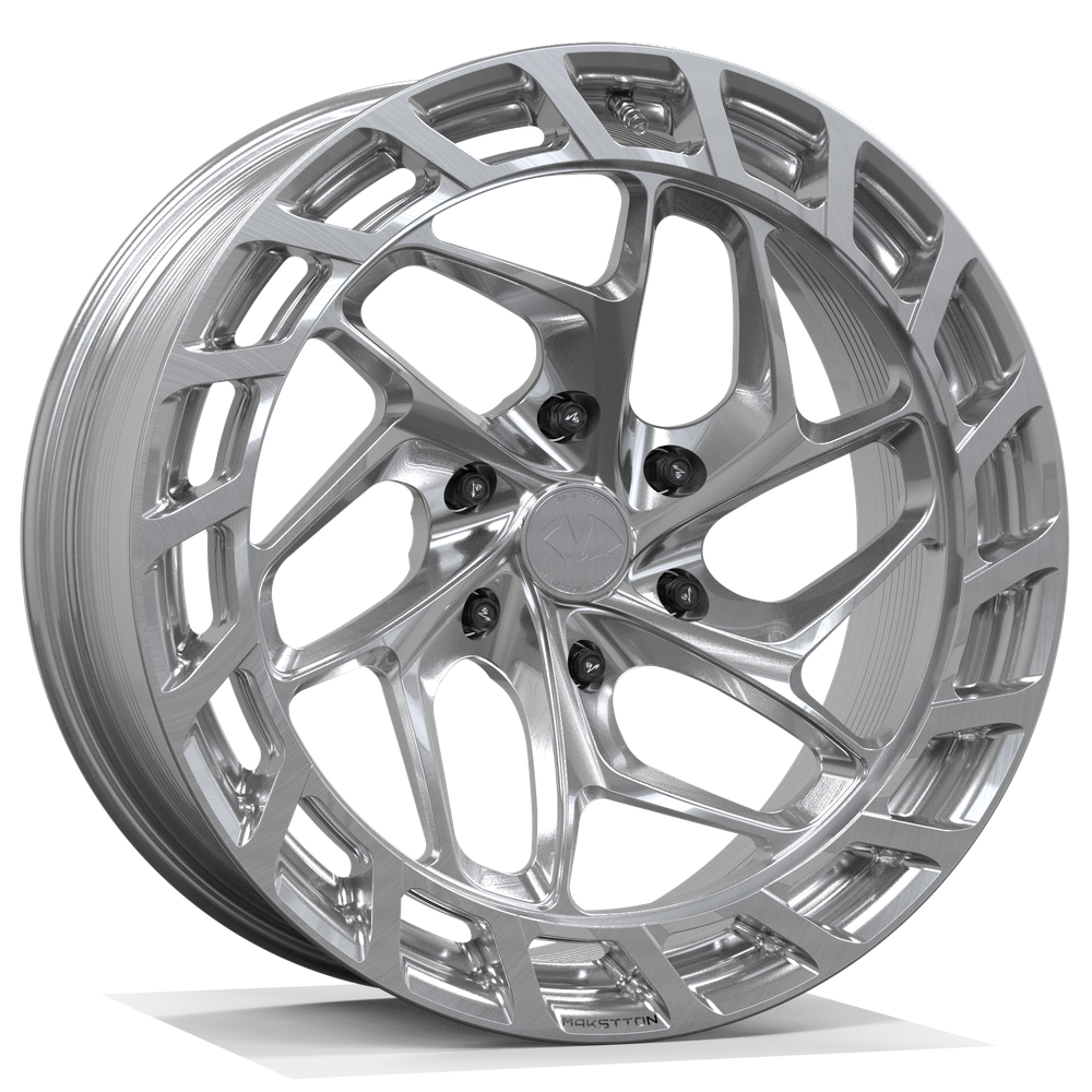 Makstton FG RE AV6 custom forged wheel with the Polished finish in silver