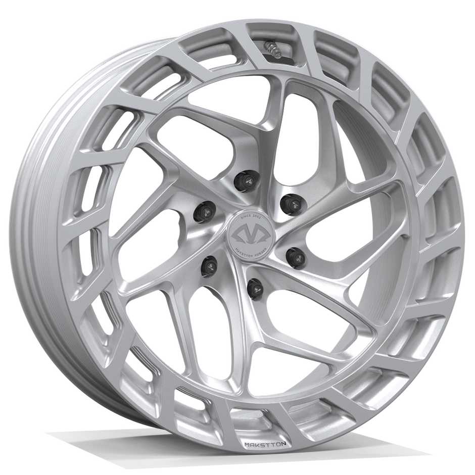 Makstton FG RE AV6 custom forged wheel with the Standard Finish in silver
