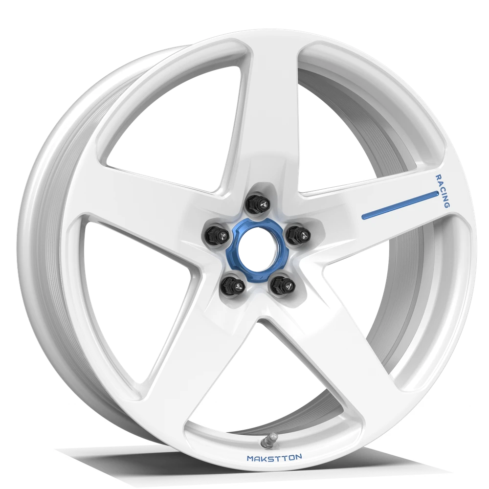 Makstton FG RE05 custom forged wheel with the Custom Color finish in white and blue