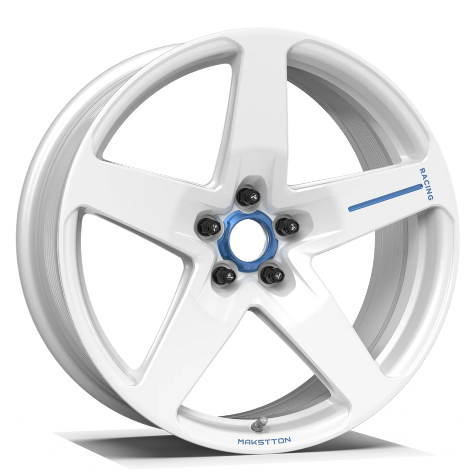 Makstton FG RE05 custom forged wheel with the Custom Color finish in white and blue