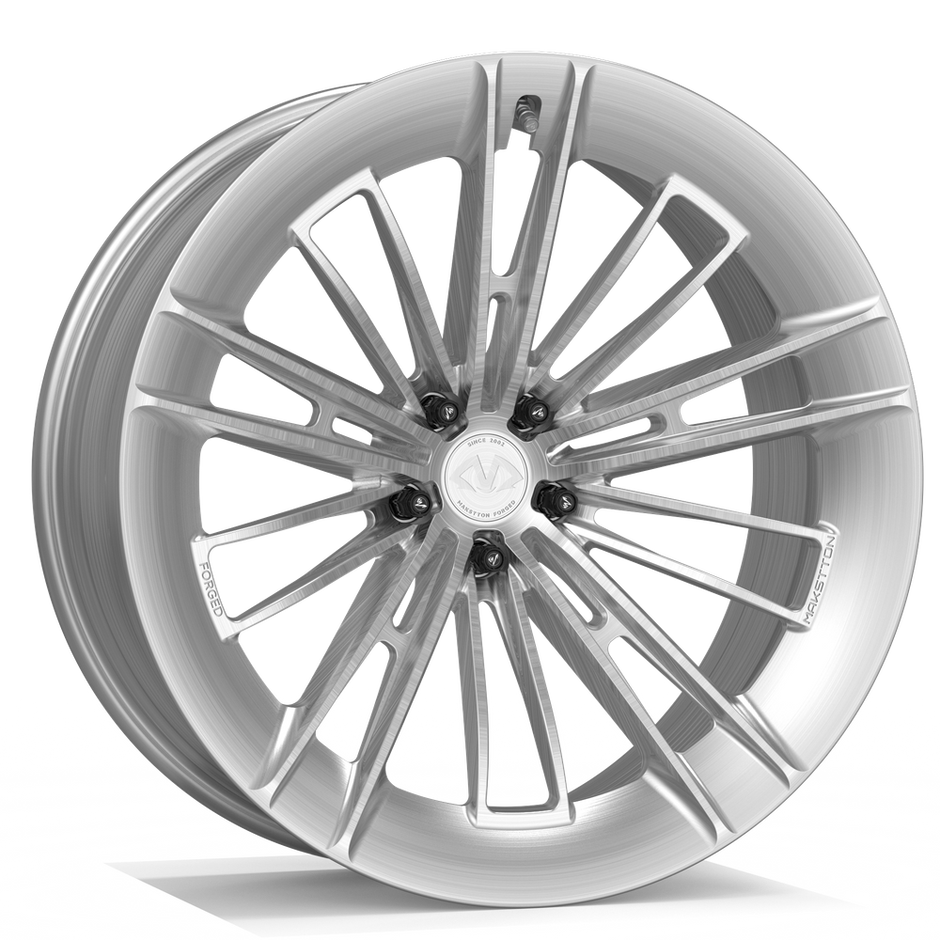 Makstton FG RE08 custom forged wheel with the Standard Finish in silver