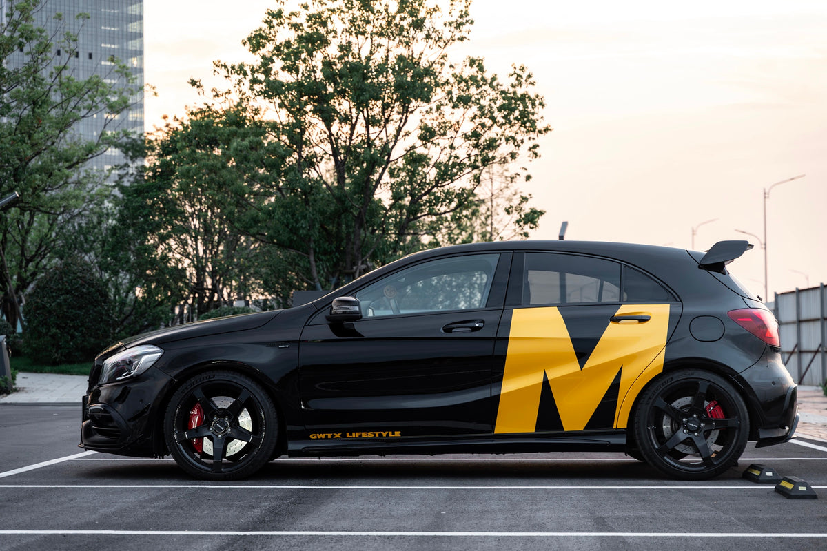 Mercedes-Benz A45 AMG fitted with Makstton FG MR5 wheels, installation view 1