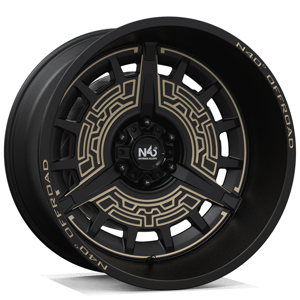 Makstton N40° CK03H flow-formed off-road wheel in matte black with bronze accents