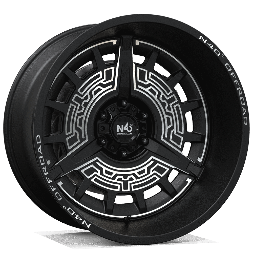 Makstton N40° CK03H flow-formed off-road wheel in matte black with machined accents