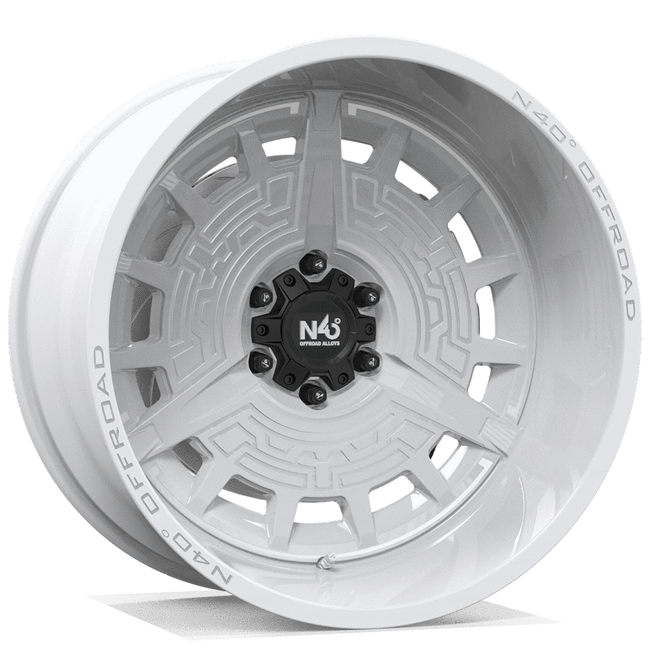 Makstton N40° CK03H flow-formed off-road wheel in matte white with machined accents