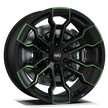 Makstton N40° FG BLT6 custom-forged off-road wheel in matte black with a green ring