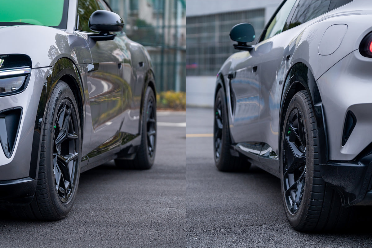 Xiaomi YU7 fitted with Makstton FG FK07RS wheels, installation view 4